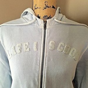 Life Is Good Hoodie Zipped Powder Blue Spring
